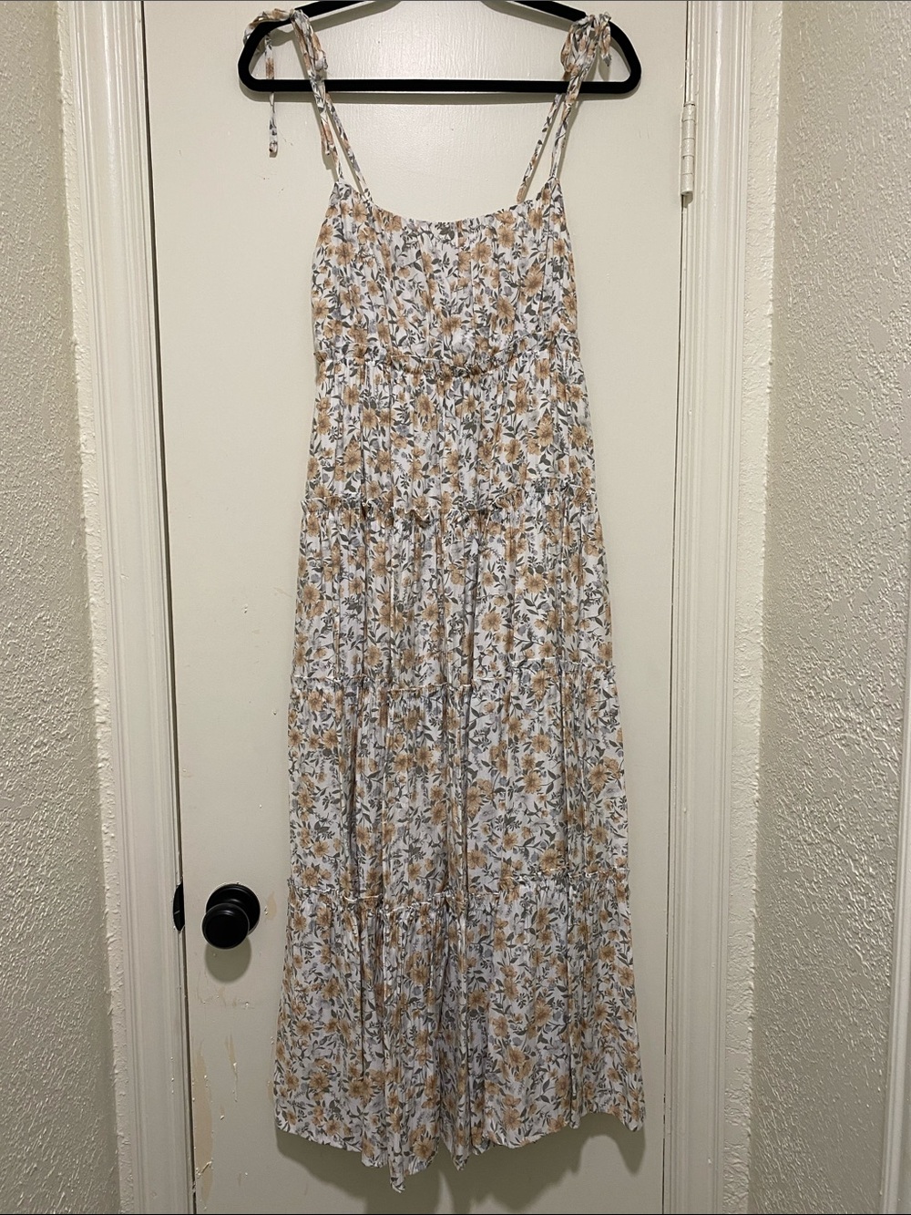 By The River Tie-Shoulder Tiered Floral Maxi Dress